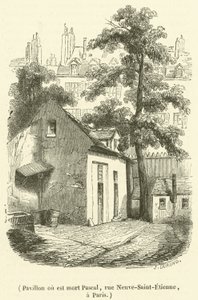 Paviljong der Pascal døde, rue Neuve-Saint-Etienne, i Paris (gravering) av French School