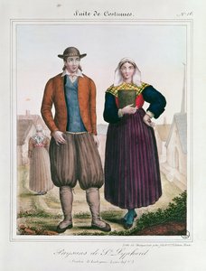 Bønder fra Saint-Lyphard, fra Les Costumes Bretons de Charpentier av French School