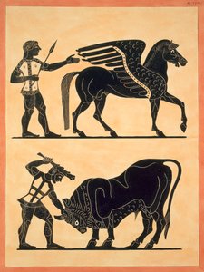 Pegasus, med Hercules som dreper oksen, publisert 1808-10 av French School