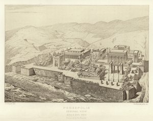 Persepolis, generell visning, fugleperspektiv, restaurert av Ch Chipiez av French School