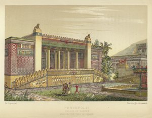 Persepolis, Palace of Darius, Perspektiv utsikt over fasaden av French School