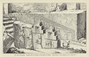 Persepolis, brystningsvegg av trappen til Darius-palasset av French School