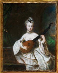 Pesne, Antoine Lady med gitar (pergament) av French School