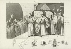 Filip III av Frankrike hjelper til med å bære kisten til sin far, Ludvig IX av French School