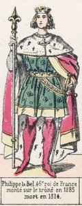 Philippe-le-Bel, 46. konge av Frankrike, besteg tronen i 1285, døde i 1314 (farget gravering) av French School