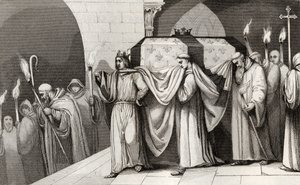 Philippe III (1245-85) den dristige hjelper til med å bære farens kiste, fra 