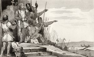 Philippe II Auguste (1165-1223) vinner slaget ved Bouvines etter bønn, fra 