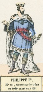 Filip I, 39. konge, besteg tronen i 1060, døde i 1108 (farget gravering) av French School