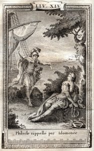 Philocle recalls by Idomenee - engraving of 1798 after Monnet in “Les Aventures de Telemaque, fils d