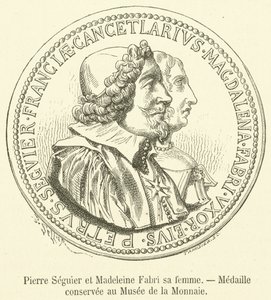 Pierre Seguier og Madeleine Fabri hans kone, medalje bevart i Museum of the Currency (gravering) av French School