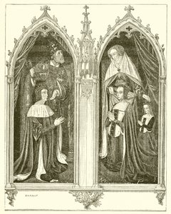 Pierre de Bourbon og Anne de Beaujeu, hans kone av French School