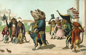 Gris kledd som en general (farge litho) av French School