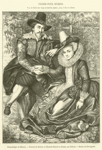 Munich Pinacothek, Portrett av Rubens og Isabelle Brandt hans kone (gravering) av French School