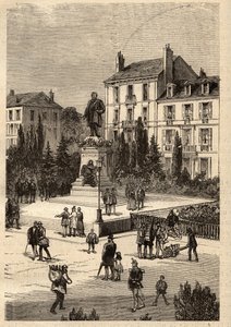Place Thiers - downtown of the city of Nancy, in the department of Meurthe-et-Moselle, in Lorraine region - engraving in “” PATRIE”” - DESCRIPTION PECTUREQUIREQUE DE LA FRANCE EN 6 VOLUES BY LUCIEN HUARD av French School