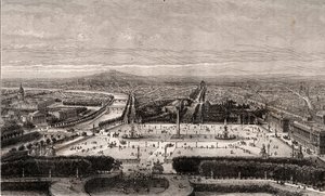 Place de la Concorde in Paris - engraving in “La France illustree: geography, history, statistical administration” by V.A. Malt-Brown. 1884 av French School