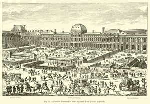 Place du Carrousel i 1680, faksimile av en gravering av Perelle av French School