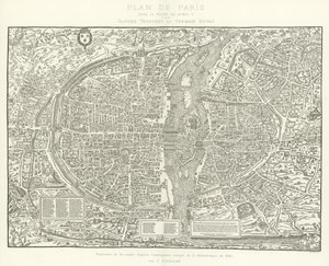 Kart over Paris, under Henri IIs regjeringstid av Olivier Truschet og Germain Hoyau
