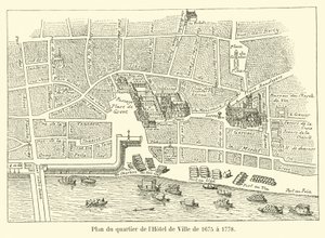 Plan over Hotel de Ville-distriktet fra 1675 til 1778