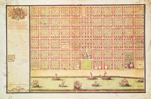 Plan over New Orleans, 1738 (wc på papir) av French School
