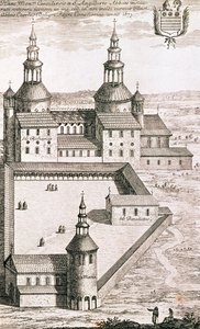 Plan for benediktinerklosteret Saint-Riquier i 1673 av French School