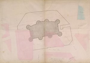 Plan som viser omkretslinjene til Bastillen, 1830 av French School
