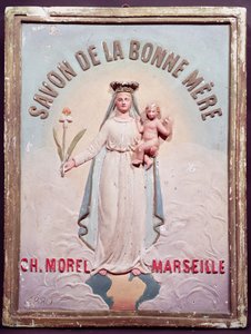 Plakettreklame Savon de la Bonne Mere, 1880 (gips) av French School