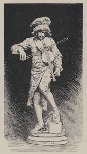 Gipsstatue av Adrien Gandez som viser den italienskfødte franske komponisten Jean-Baptiste Lully som barn (gravering) av French School