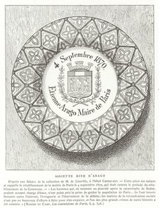 Tallerken med navnet Etienne Arago, borgermester i Paris under den fransk-prøyssiske krigen, 1870 av French School