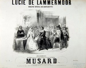 Playbill for operaen Lucie de Lammermoor, av Gaetano Donizetti (1797-1848) Trykt av Bertauts av French School