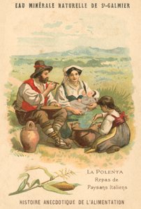 Polenta, måltid av italienske bønder (chromolitho) av French School