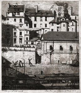 Politiet i Paris. (gravering, ca. 1860) av French School