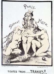 Politisk tegneserie "Alle tre ... forrådt!." av French School