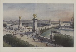 Pont Alexandre III, universell utstilling 1900, Paris (farge litho) av French School