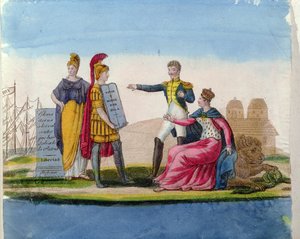 Populære bilder til ære for Bolivar, ca. 1820-30 (fargegravering) av French School