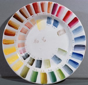 Porselensprodusenter plate med et fargekart (porselen)