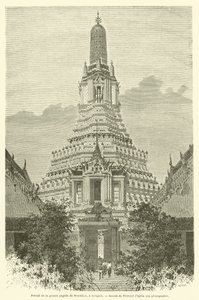 Portal til den store pagoden til Wat-Chan, i Bangkok (gravering) av French School