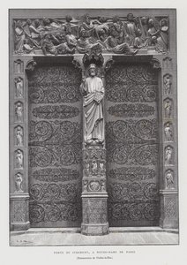 Portalen til den siste dommen, Notre Dame de Paris (litho) av French School
