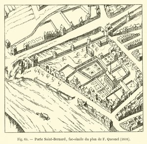 Porte Saint-Bernard, faksimile av F Quesnels plan, 1608 av French School