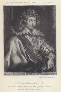 Portrett av Honore D'Urfe (litho) av French School