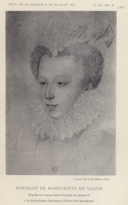 Portrett av Marguerite De Valois (litho) av French School