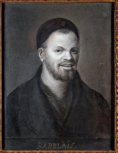 Portrett antar av Francois Rabelais (1494-1553), fransk forfatter og lege. Tegning av den franske skolen, 22,5 x 17 cm av French School