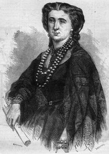 Portrett av Anna de La Grange (Lagrange) (1824-1909), fransk sanger. Gravering i ""Le Monde Illustre"" nr. 341 av 24. oktober 1863. av French School