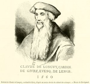 Portrett av Claude de Longwy, kardinal av Givry (gravering) av French School