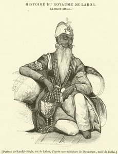 Portrett av Randjit-Singh, kongen av Lahor (gravering) av French School