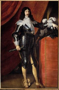 Portrett til fots av Ludvig XIII (1601-1643) i rustning Maleri av den franske skolen på 1600-tallet. Musee du chateau de Chambord - Portrett i full lengde av Ludvig XIII (1601-1643) i rustning. Maleri av den engelske skolen på 1600-tallet. Museum of the av French School