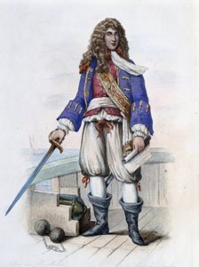 Portrett av admiral Anne Hilarion de Costentin (Cotentin), greve av Tourville (1642-1701) - i "" Le Plutarque francais", av Mennechet, Paris av French School