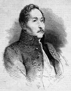 Portrett av Alexandre Denis Abel de Pujol (1787-1861), fransk maler. Gravering i "" Le Monde Illustré"" nr. 235 av 12. oktober 1861. av French School