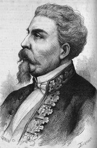 Portrett av Benedetto Cairoli (1825-1889), italiensk statsmann. Gravering i "" Le Monde Illustré"" nr. 1132 av 7. desember 1878. av French School
