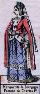 Portrett av Blanche av Burgund (ca. 1296-1326), kone til Charles IV av Frankrike. (Kapetisk dynasti). Illustrasjon sent på 1800-tallet. av French School