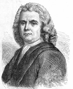 Portrait of Boerhaave Hermann (1668 - 1738), Dutch doctor and chemist (supporter of iatromechanism) - in “” Album of Science; illustrious scientists; Great discoveries””” 1896. av French School